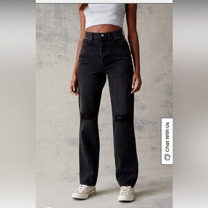 PacSun Dad jeans Black Distressed relaxed fit high waist button up waist rip